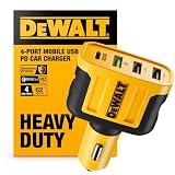 DEWALT Heavy Duty 4 Port USB C Car Charger Multiport, Fast 60W USB