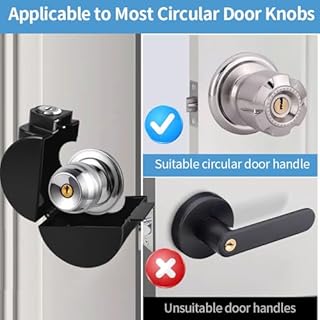 PKLIYH Child Proof Door Knob Cover Lock for Dementia Elderly Safety - Universal ABS Plastic Lock-Out Device for Bedroom, Bathroom, Gas Valve & Outdoor Faucets (Fits Most Circular Knobs)-1 Pack