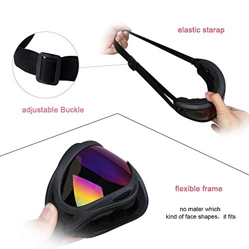 Vicloon Skibrille, 2 Stück Ski Snowboard Brille, UV-Schutz Goggle, Motocross Brille Helmkompatible, Anti-Fog Skibrille, Sportbrille für Skifahren Motorrad Fahrrad Skaten, Unisex