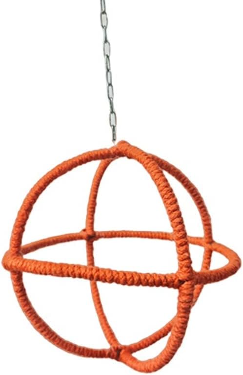 Bird Hanging Ball with Bell Chewing Treat Toy for Small Medium Large Parrot Parakeet Cockatiel Conure Lovebird Quaker Caique African Grey (Large,Orange)