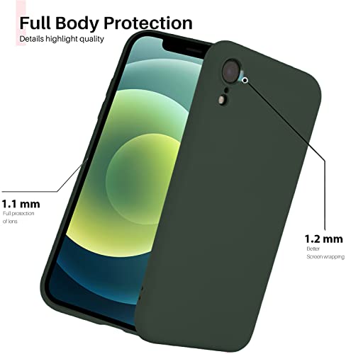 Image of VONZEE Microfiber Candy Case Compatible for iPhone Xr 6.1 inch, Shockproof Slim Back Cover Liquid Silicone Case - Pine Green