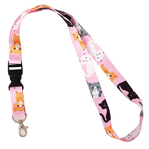 Desert Cactus Cats Lanyard Kitten Kitty Badge ID Car Keys Keychain Souvenir Holder Nurse Doctor Teacher Office Detachable Breakaway Snap Buckle (Design 1)