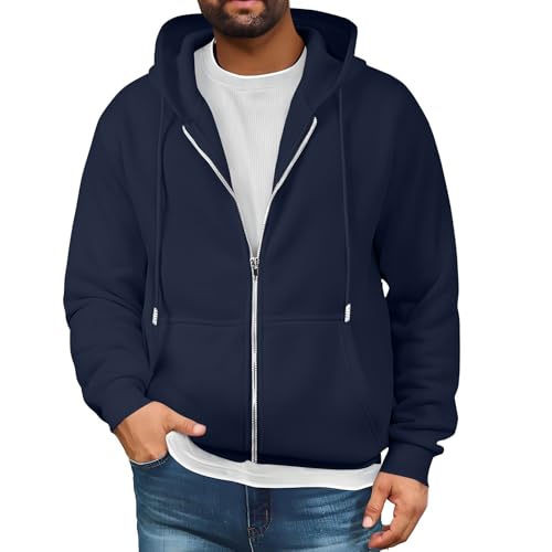 RTTUIOP Mens Lightweight Jackets Zip Up Hoodie Long Sleeve Workout Autumn Classic Shirts Zip Solid Hoodies Slim Fit Warm Coat