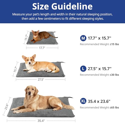 NICREW Cat Heating Pad, Temperature Adjustable Heated Cat Bed with Auto Shut Off Timer, Indoor Pet Heated Bed Mat for Small Dogs, 17.7 x 15.7 Inches