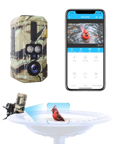 Bird Bath Camera Smart Bird Feeder Camera,Wireless Wi-Fi Camera for Birdbath,Bird Feeder,Hook 2K Bird Watching Camera Auto Detect & Notify,Small Trail Camera for Bird Watching,Present for Bird Lover