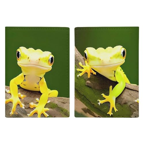 Porte-passeport en cuir Deux geckos, étui de protection haut de gamme à pois