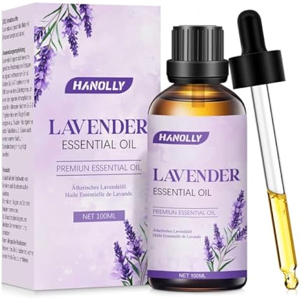 Hanolly Olejek Eteryczny Lawendowy 100 ml, Czysty, Naturalny Olejek Zapachowy Lawendowy Do Dyfuzorów, Aromaterapii, Pielęgnacji Skóry, Świec Zapachowych, Mydła Diy