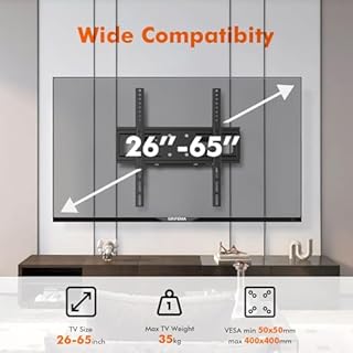 GRIFEMA GB1004-1 Supporto TV Parete per 26-65 Pollici con Doppio Braccio, Staffa TV Girevole Inclinabile Estensibile, Fino a 55 kg, Max VESA 400x400mm, Più Stabile, Facile da Montare con Livella