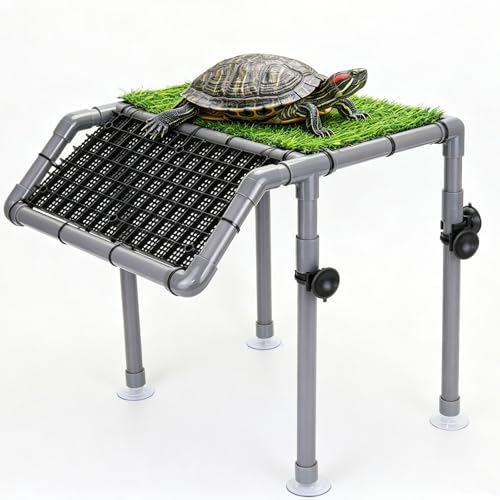 PIESOYRI Turtle Basking Platform, Extra Large Turtle Dock with Artificial Grass and Non-Slip Ramp, 13.4" x 10" Resting Area Fits 75/90/120 Gallon Tanks by PIESOYRI - Used condition - US$28.31