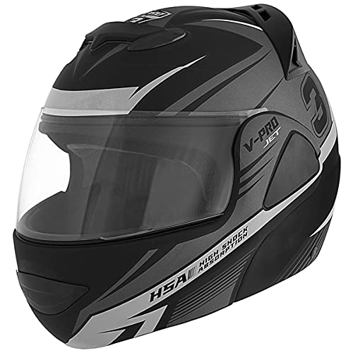 Capacete Moto Motoqueiro Robocop Escamoteável V-Pro Jet 3 cinza 58