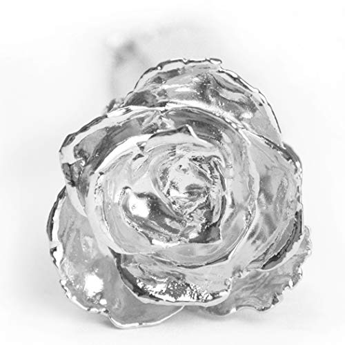 Echte Silberne Rose mit Widmung: Ich liebe dich , überzogen mit 925er Silber, ca. 28 cm lang, inkl. hochwertiger Satin-Geschenkschatulle und Echtheitszertifikat