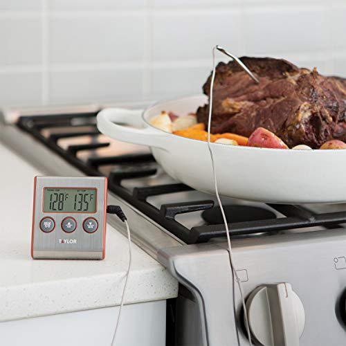 Taylor Instant Read Wired Probe Digital Meat Food Grill Bbq Cooking Kitchen Thermometer With Timer Alarm, Red #TOP4
