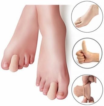 Makhry 4pcs Adjustable Cuttable Gel Toe and Finger Cap Lined Gel Toe Covers Sleeves Ribbed Knit Toe Caps Digital Caps (XL)