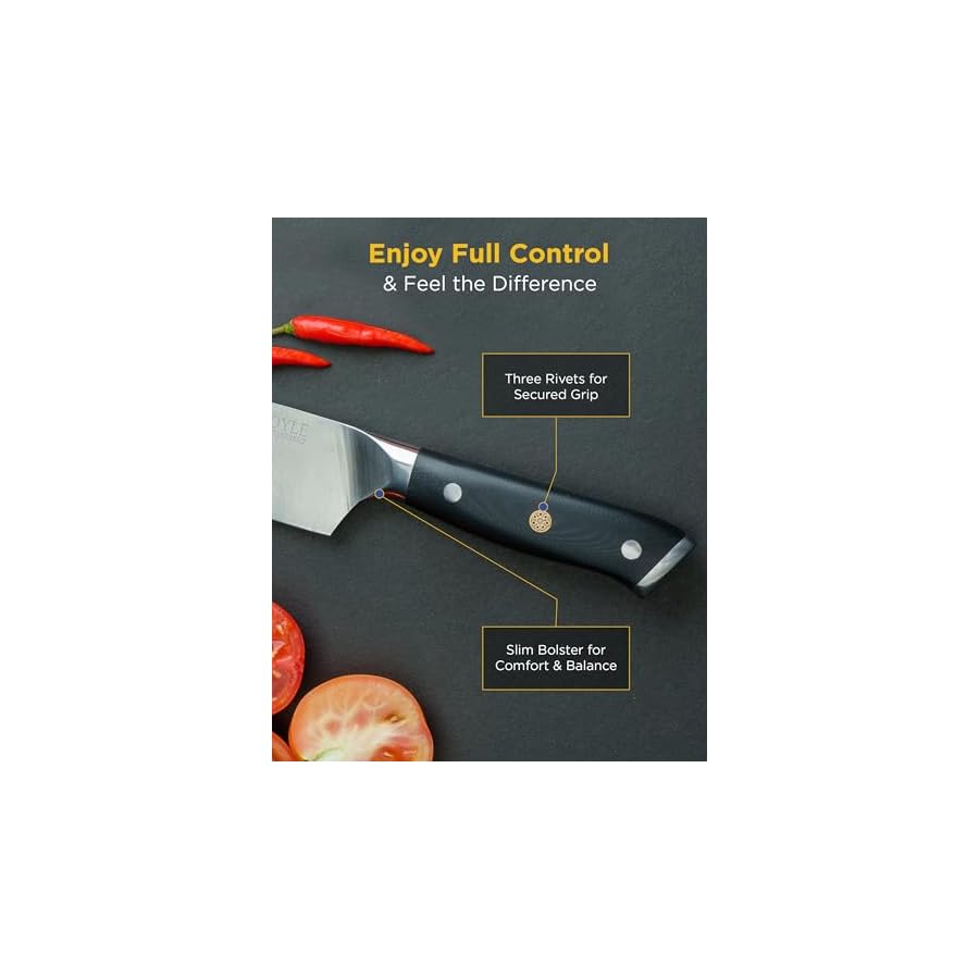 Guilfoyle-8-Inch-Chef-Knife-High-Carbon-Stainless-Steel-Chefs-Knife-Sharp-Kitchen-Knives-with-Precision-Ground-Edge-Fiberglass-Handle-Full-Tang-Butt-Cap-Professional-Knife-with-Gift-Box Guilfoyle 8 Inch Chef Knife - High Carbon Stainless Steel Chef's Knife - Sharp Kitchen Knives with Precision Ground Edge, Fiberglass Handle, Full Tang & Butt Cap - Professional Knife with Gift Box