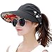 HindaWi Sun Hats for Women Sun Hat Wide Brim UV Protection Summer Beach Foldable Visor Black
