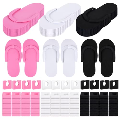Chaussons de pédicure jetables Whaline multicolores en mousse légère avec séparateurs inclus