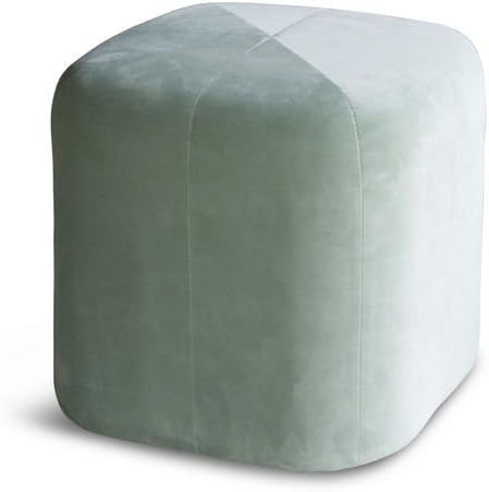 Skagen velvet green pouf - Enhanced seating comfort, Atypical product, Graphic lines and velvet softness for a pastel green geometric pouf - Pale green (L45 x H45 x P45 cm)