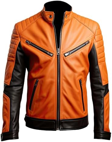 MIRZAYA Men's Winter Warm Quilted Real Leather Jacket