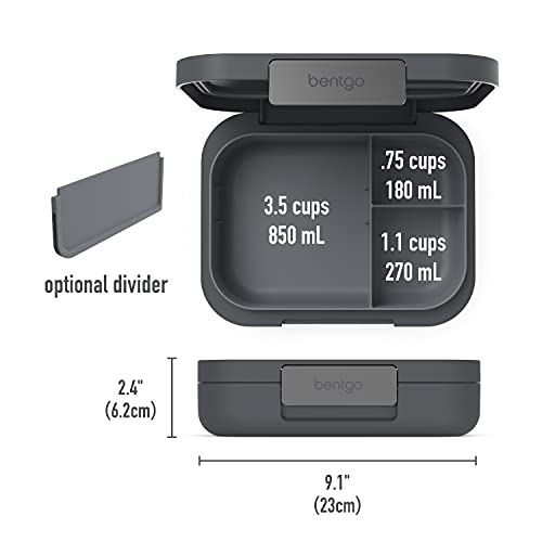 Bentgo® Modern - Versatile 4-Compartment Bento-Style Lunch Box For Adults And Teens, Leak-Resistant, Ideal For On-The-Go Balanced Eating - Bpa-Free, Matte Finish And Ergonomic Design (Dark Gray) #TOP6