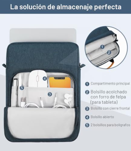 Funda portátil 13,3-14 pulgadas MoKo añil para MacBook Air M3 y MacBook Pro 14 5