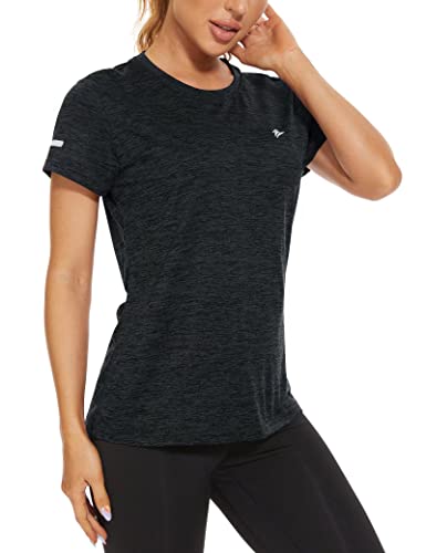 Magcomsen Womens Short Sleeve Blouses Lightweight T-Shirt Gym Running Base Layer Shirt Stretchy Golf Shirts Athletic Shirt Active T-Shirt Black #TOP1