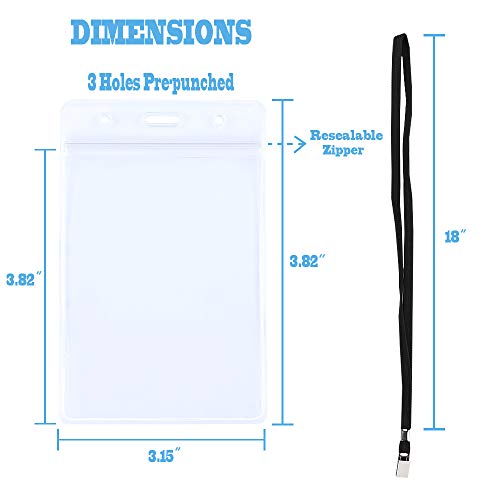 Id Card Holders & Lanyards, Aimtech Heavy Duty Clear Pvc Waterproof Vertical Name Tag Badge Holders With 36" Rustproof Metal Clip Woven Lanyards,125 X 80 Mm ,10 Sets (Black) #TOP2