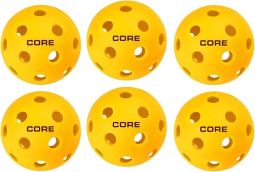 Balle de pickleball jaune indoor Core pour éviter les faux rebonds en salle