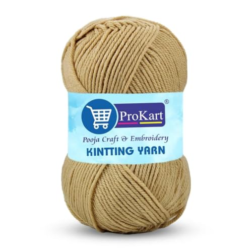 Image of ProKart Premium 4-Ply Woolen Knitting Yarn | 100g Light Beige Hand Crochet Soft Wool for Sweaters, Scarves, Hats, Baby Clothes & DIY Craft Accessories (1 Ball x 100g) - PRO48