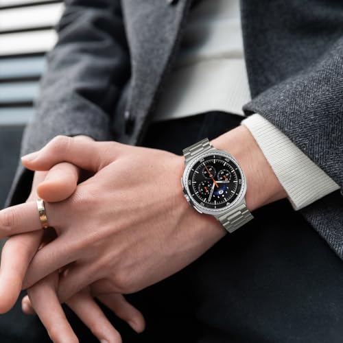 Image of Anlinser No Gap Bands Compatible with Samsung Galaxy Watch Ultra 7 /6 /5 /4 /FE Band 44mm 40mm /Watch 6 Classic Band 47mm 43mm /Watch 5 Pro 45mm /Watch 4 Classic, 20mm 22mm Metal Strap for Women Men