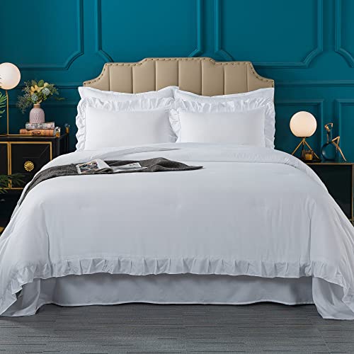 Andency White Queen Comforter Set, 7 Pieces Comforter Set Bed In A Bag, Lightweight And Fluffy Comforter Bed Sets, Solid Soft Microfiber Bedding Sets With Comforters, Sheets, Pillowcases & Shams #TOP6