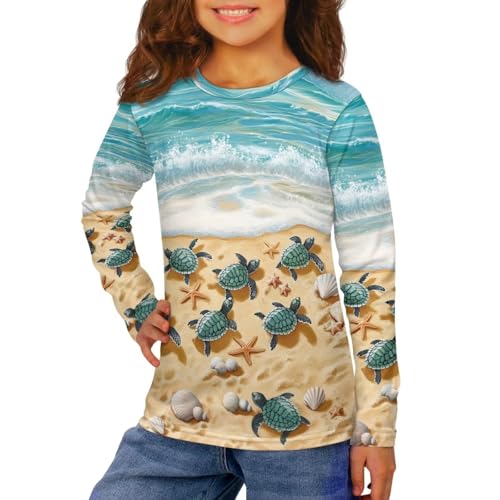 Xpyiqun T Shirts for Girls Long Sleeve Shirt Size 3-16 Kids T-Shirts Pullover Tee Athletic Crewneck Top2