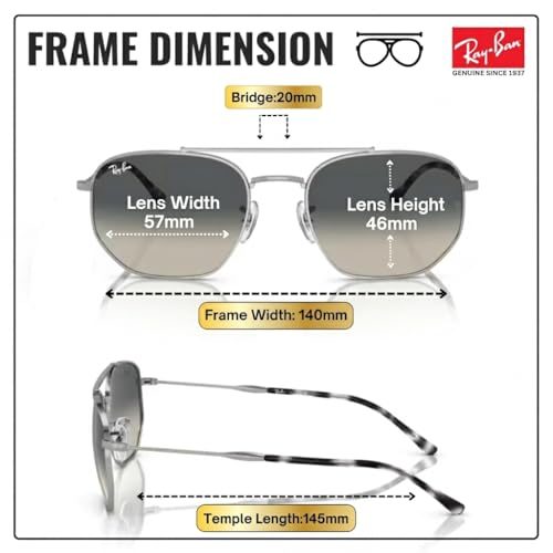 Image of Ray-Ban RB3707 Square-Round Shaped Sunglasses for Men & Women with Official RAYBAN Eyewear Kit