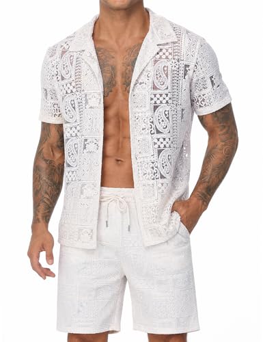 Csqopt Men's 2 Piece Short Set Summer Beach Outfits Ultra