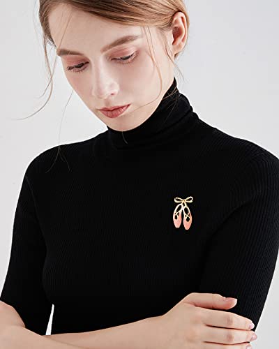 Image of Ballet Shoes Brooches Pins Delicate Brooch Classic for Party Dance Performance Banquet for Women Ladies Teen Girls Dainty Elegant Lapel Pins Dress Suit Shirt Ceremony Clothes Accessories Jewelry Valentine's Day Decor Christmas Birthday Daughter Gifts