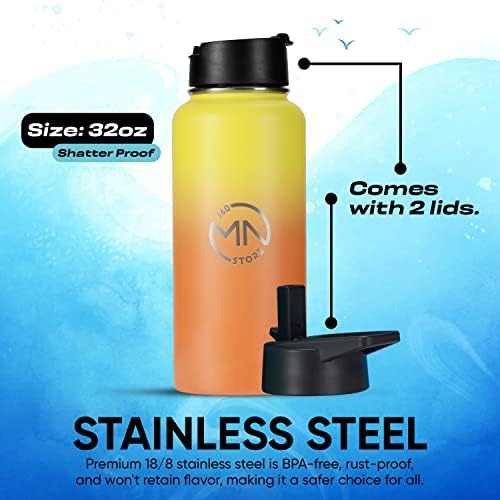 Miniatura 8 de Botella de agua aislada, simple y moderna botella de agua de acero inoxidable con popote, mantiene el frío durante 16 horas y caliente durante 8