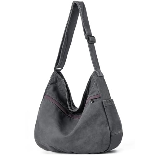 Image of Canvas Hobo Crossbody Shoulder Tote Bag for Women and Men Large Purse Messenger Bag Travel Work Shopping
