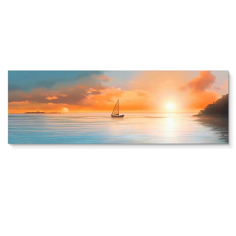 Tableau lever de soleil pour salon et chambre d'ambiance zen 50 x 130 cm