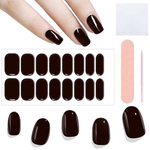 NJCXOLA 16 Pcs Gel Semicurado de Pegatinas, Pegatinas Esmalte de Uñas Envoltura Pegatina Calcomanías Autoadhesivas con Lima de Uñas para Arte de Uñas DIY