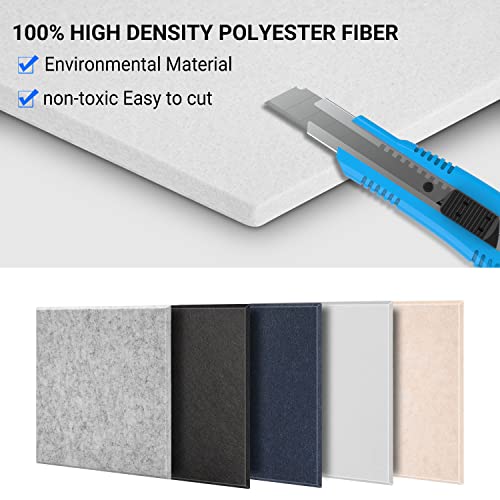 Soundproof Wall Panels, Kuchoow 12 Pack Self-Adhesive Acoustic Panels Sound Absorbing Panel Noise Cancelling Wall Panels Sound Dampening Panels For Wall Door 12" X 12" X 0.4" Snow White #TOP4