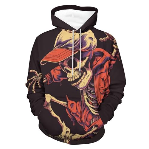 Sweat à capuche crâne rouge pour homme et femme en taille S