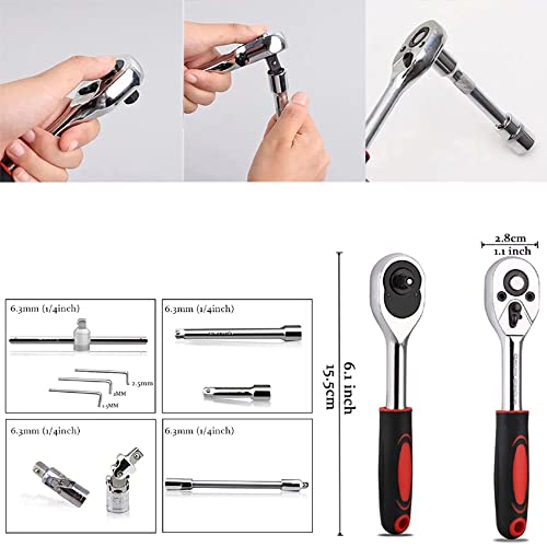 Hniuyun 46 Pieces 1/4 inch Drive Socket Ratchet Tool Set - Image 3