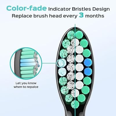COSLUS Electric Toothbrush Replacement Heads: Compatible with C40 (DY-108Pro), 6 Pack with W-Shaped Design, Black