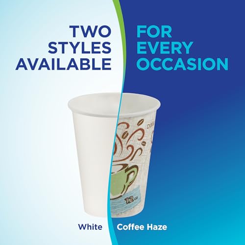 Dixie PerfecTouch 10 oz Paper Coffee Cups By GP PRO, Coffee Haze Design, 1000 Count (50 Disposable Cups Per Sleeve, 20 Sleeves Per Case), 92959
