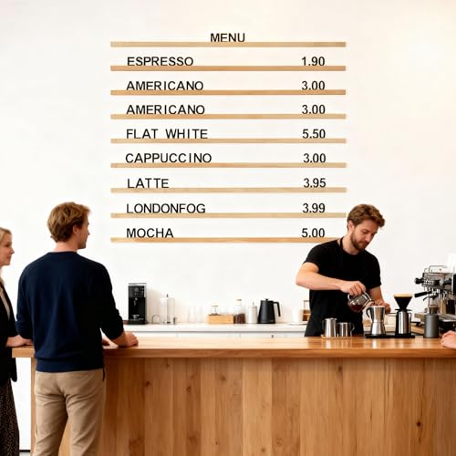 UJSCE Wood Tone Wall Menu Board - Letter Display Wall Shelf - Letter Shelf Menu - Changeable Letter Board(Set of 10 Rails + 605-Letter Set) by UJSCE - Image 2