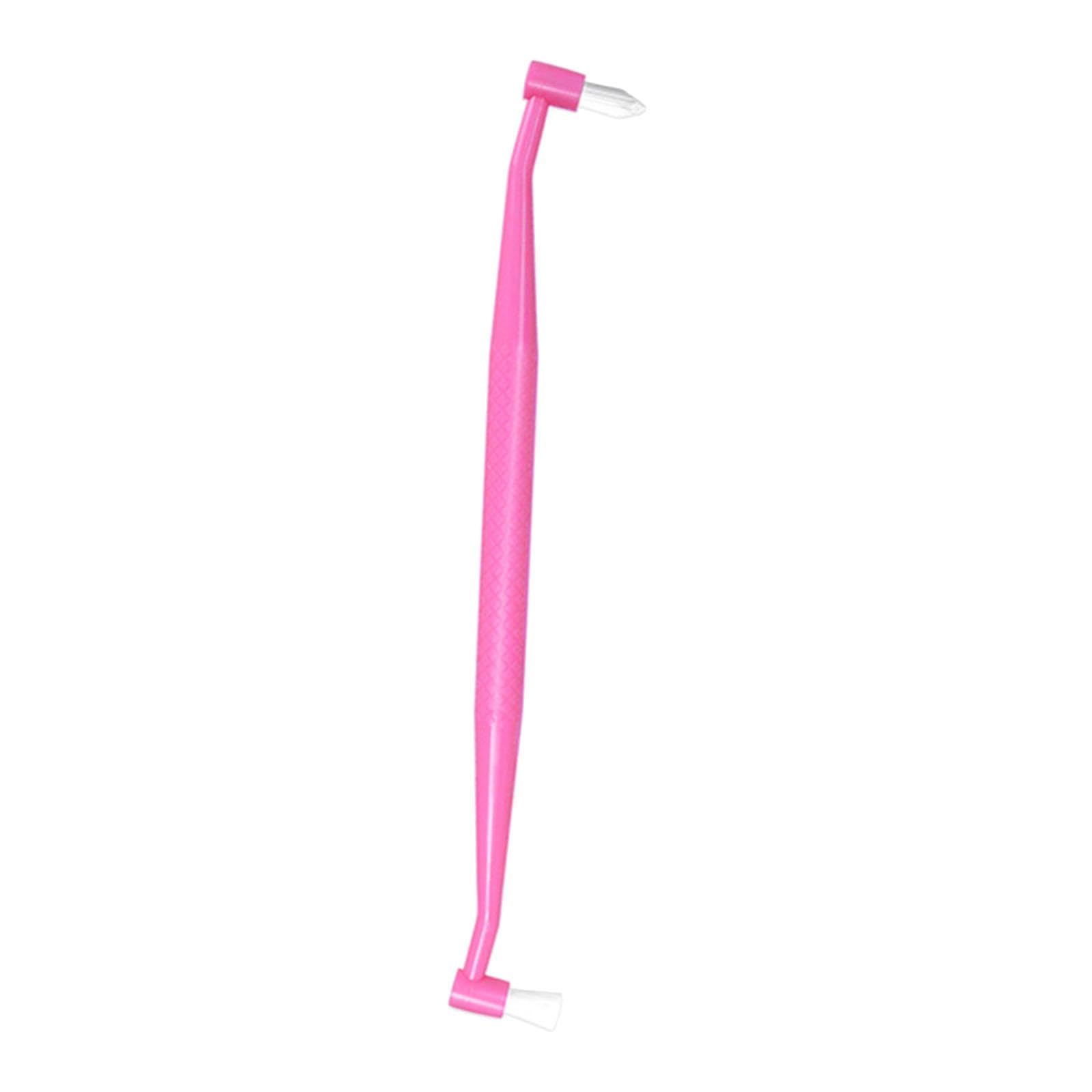 Pet Long Toothbrush Dual Headed Cat Toothbrush Long Handle Clean Brush Pet Cleaning Tool for Most Pets Puppy Kitten, Pink