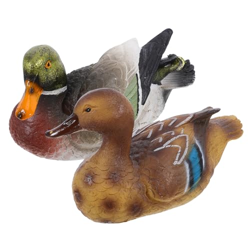 GOOHOCHY Sculpture De Canard Mandarin Flottant 2 Pièces en Résine Résistante pour Bassin Extérieur Jardin Décor Animal Décoratif pour Terrasse Patio