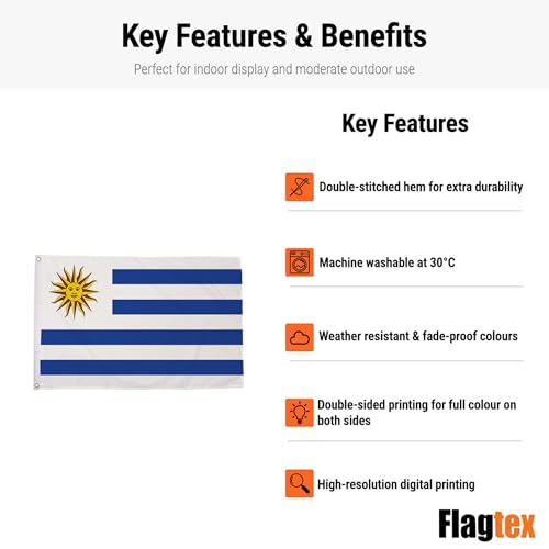 Bandera de Uruguay grande textil para mástil exterior e interior 4