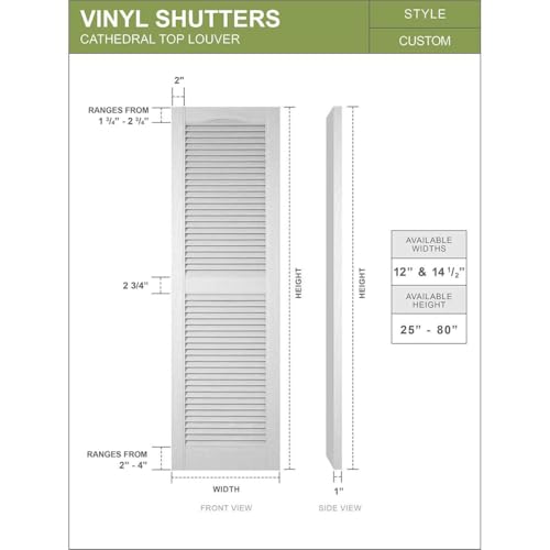 Mid America 00011448028 Standard Size Cathedral Top Center Mullion, Open Louver Vinyl Shutter, w/Installation Shutter-Lok's & Matching Screws (Per Pair), 028, 14 1/2"W x 48"H, Forest Green by Mid America - Image 2