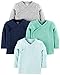 Carter's Baby Boys 4-Pack Cotton Kimono Side-Snap Tees (Blue/Green/Grey, Newborn)