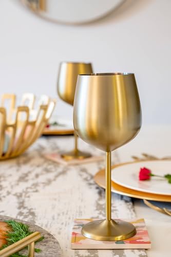 Cambridge EW002CBGLDDS Silversmiths 4 Piece Set Of 18 Oz Brushed Gold All Purpose Single Wall Wine Glasses thumb #10